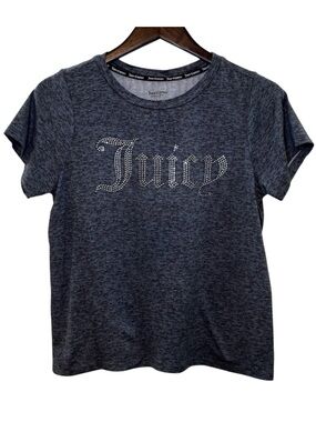 Juicy Couture Sleepwear Short Sleeve Tee Rhinestone Logo Heather Gray Medium